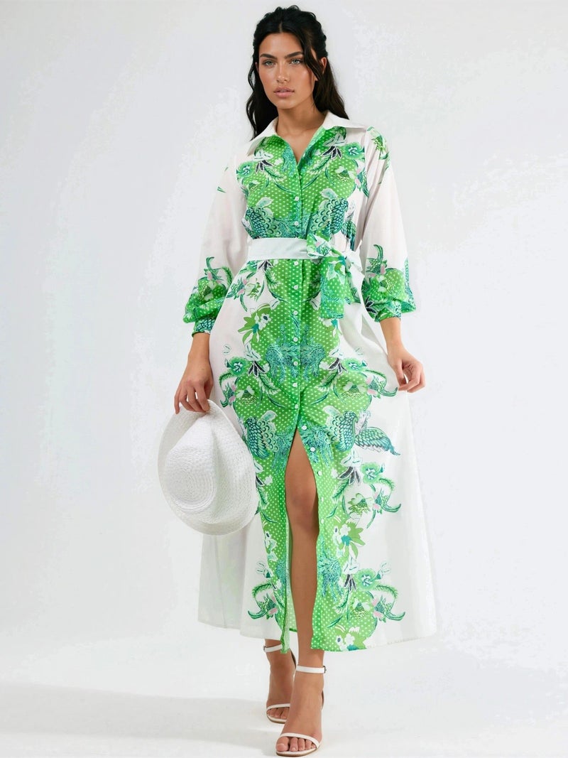 Jennyfer Floral Belted Midi Dress - Image 1