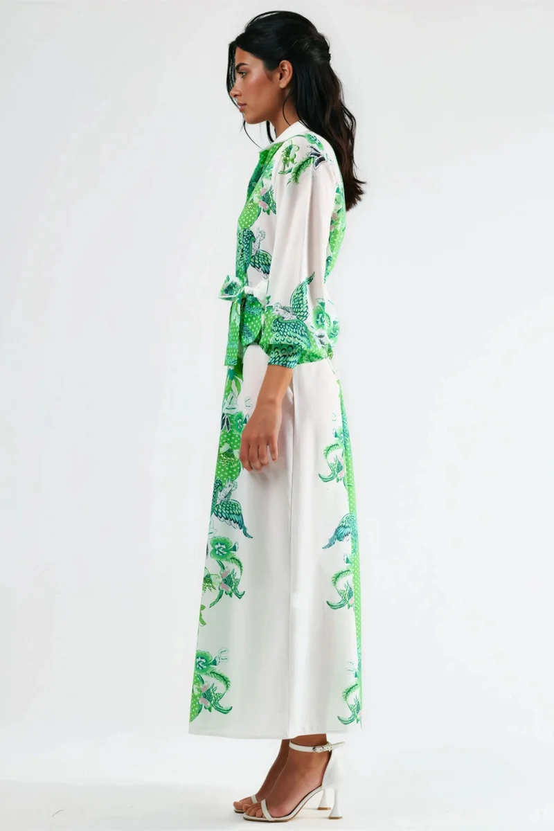 جينيفر Floral Belted Midi Dress