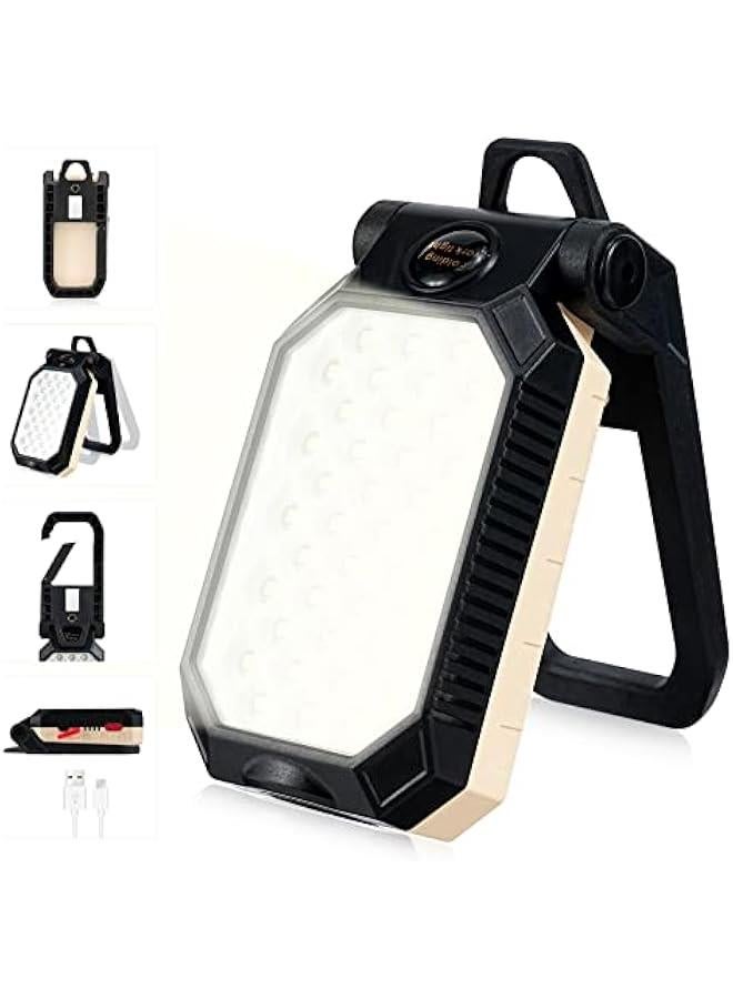 Loquat Rechargeable Portable Led Flashlight, 4 Light Modes Magnetic Flood Lights for Waterproof Job Site Lighting Outdoor Emergency Car Repairing