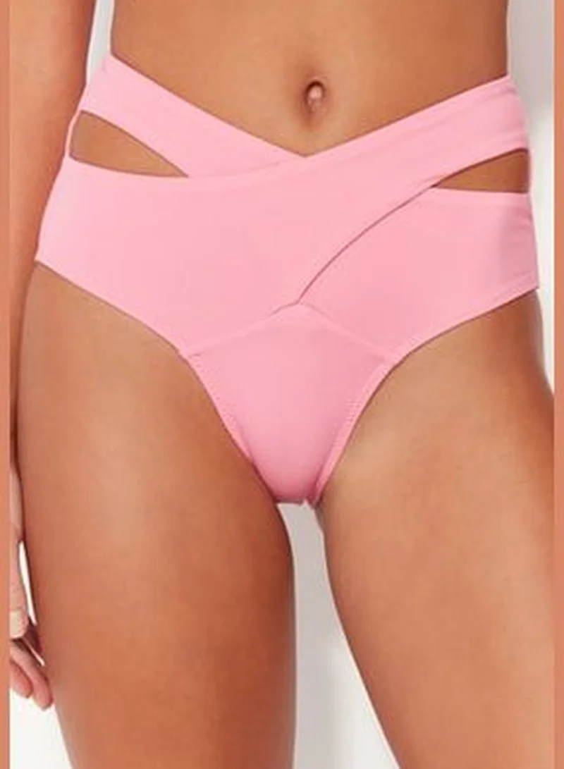 trendyol Pink Cut Out/High Waist Bikini Bottoms With Window TBESS20BA0184