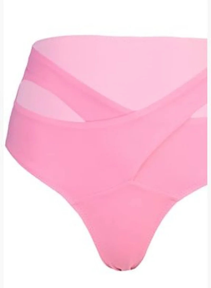 trendyol Pink Cut Out/High Waist Bikini Bottoms With Window TBESS20BA0184