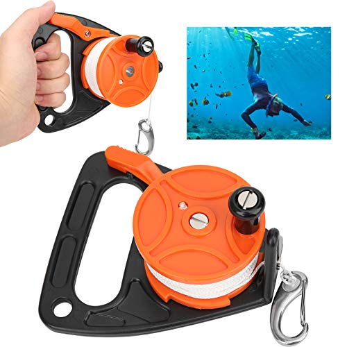 Naroote Diving Reels, 150ft Dive Reel, Diving Line Reel Diving Equipment with Handle Card Position PP Rope Combination for Wreck Equipment Underwater Diving/Cave Drift Diving(Orange) - Image 1