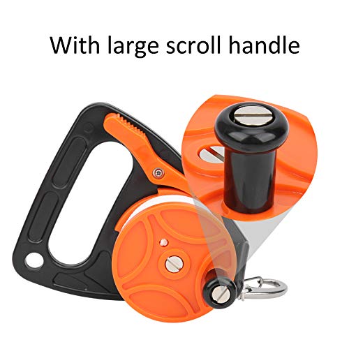 Naroote Diving Reels, 150ft Dive Reel, Diving Line Reel Diving Equipment with Handle Card Position PP Rope Combination for Wreck Equipment Underwater Diving/Cave Drift Diving(Orange) - Image 4