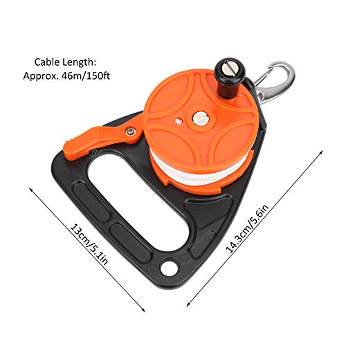 Naroote Diving Reels, 150ft Dive Reel, Diving Line Reel Diving Equipment with Handle Card Position PP Rope Combination for Wreck Equipment Underwater Diving/Cave Drift Diving(Orange) - Image 3