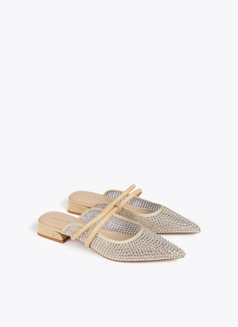 Lola Casademunt Mesh slingback shoes with rhinestones