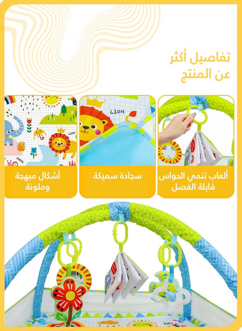 She&Little 4 in 1 Music and Language Play Gym, Piano Tummy Time Activity Mat, Baby Play Gym with 5 Detachable Toys, Sensory & Motor Skill Development, Easy to Install & Clean - Image 3