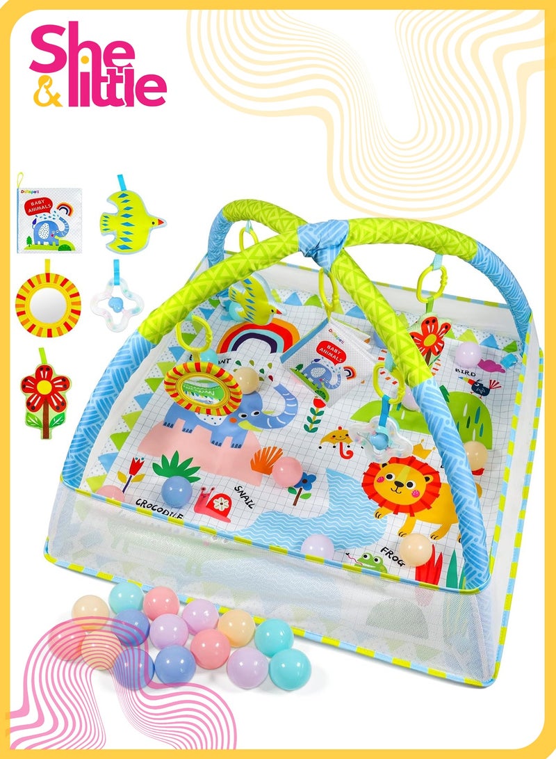 She&Little 4 in 1 Music and Language Play Gym, Piano Tummy Time Activity Mat, Baby Play Gym with 5 Detachable Toys, Sensory & Motor Skill Development, Easy to Install & Clean - Image 1