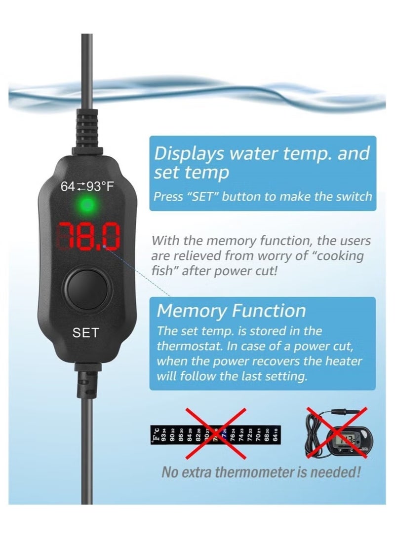 Ailily Aquarium Heater, Fish Tank Aquarium Heater, Adjustable Temperature Submersible Thermostat Heater, Submersible Aquarium Heater 150w, Adjustable Heating Temperature For Freshwater or Saltwater Tanks - Image 2