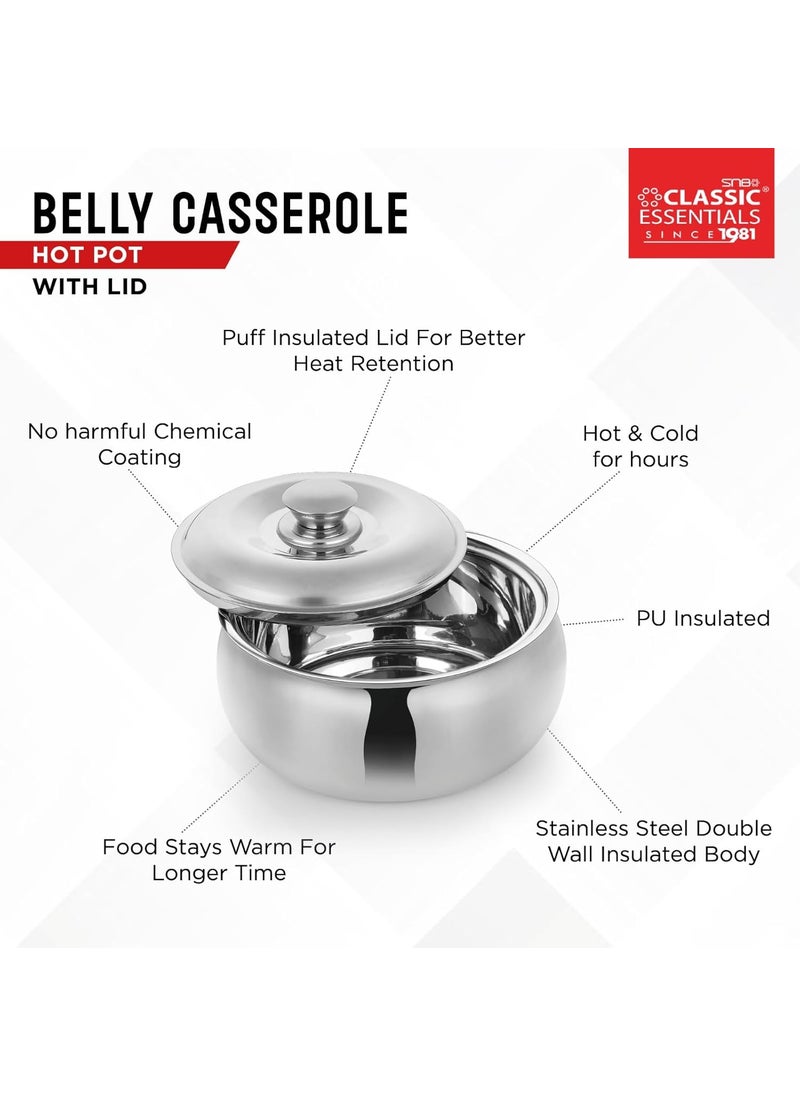 Classic Essentials Classic Essentials Tripot Double Wall Insulated Belly Casserole Serve Casserole 1500 ml  - Image 2