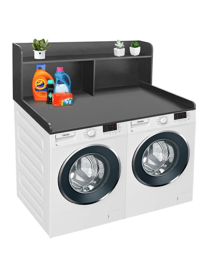 Royxen Washer and Dryer Countertop with Shelf 20" Height, Laundry Countertop Solid Wood with Polyester Coating, Univerysal Fit for Washer and Dryer, Black - Image 1