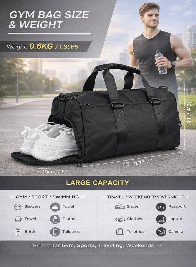 PPZ 2-in-1 Gym Duffle Bag Backpack for Men & Women, Convertible Sports Bag with Shoe Compartment, Water-Resistant Travel Workout Bag for Gym, Fitness, Weekender, Black (black) - Image 4