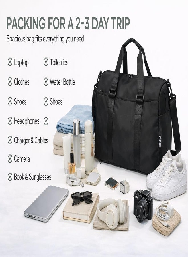 PPZ 2-in-1 Gym Duffle Bag Backpack for Men & Women, Convertible Sports Bag with Shoe Compartment, Water-Resistant Travel Workout Bag for Gym, Fitness, Weekender, Black (black) - Image 2