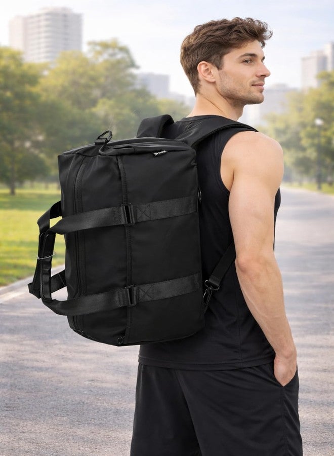 PPZ 2-in-1 Gym Duffle Bag Backpack for Men & Women, Convertible Sports Bag with Shoe Compartment, Water-Resistant Travel Workout Bag for Gym, Fitness, Weekender, Black (black) - Image 5