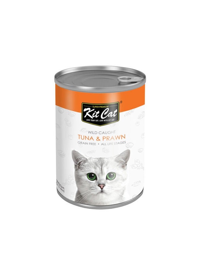 Kit Cat Wild Caught Tuna with Prawn Canned Cat Food 400g x 3 pcs - Image 2