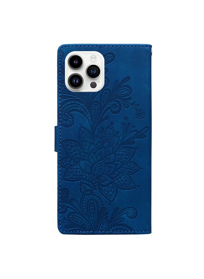 اس-توب جراب لهاتف iPhone 16 Pro من مادة البولي يوريثان مع مشبك مغناطيسي منقوش بالزهور والدانتيل مع حزام معصم - Image 3