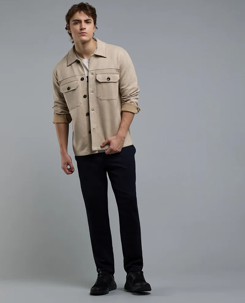 R&b Solid Jacket with Button Closure