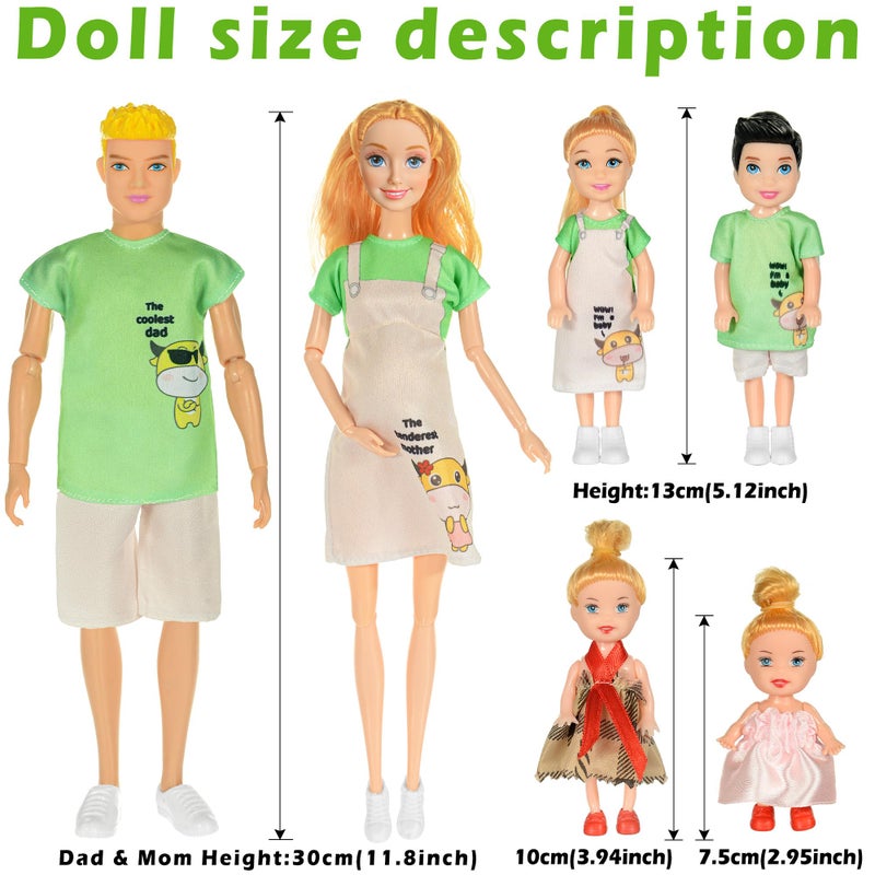 ebuddy Family Dolls Playset with Slide Swing and Baby Stroller - 7 People, Pets & Accessories for 3-12 Years Old Toddler Gift - Image 3