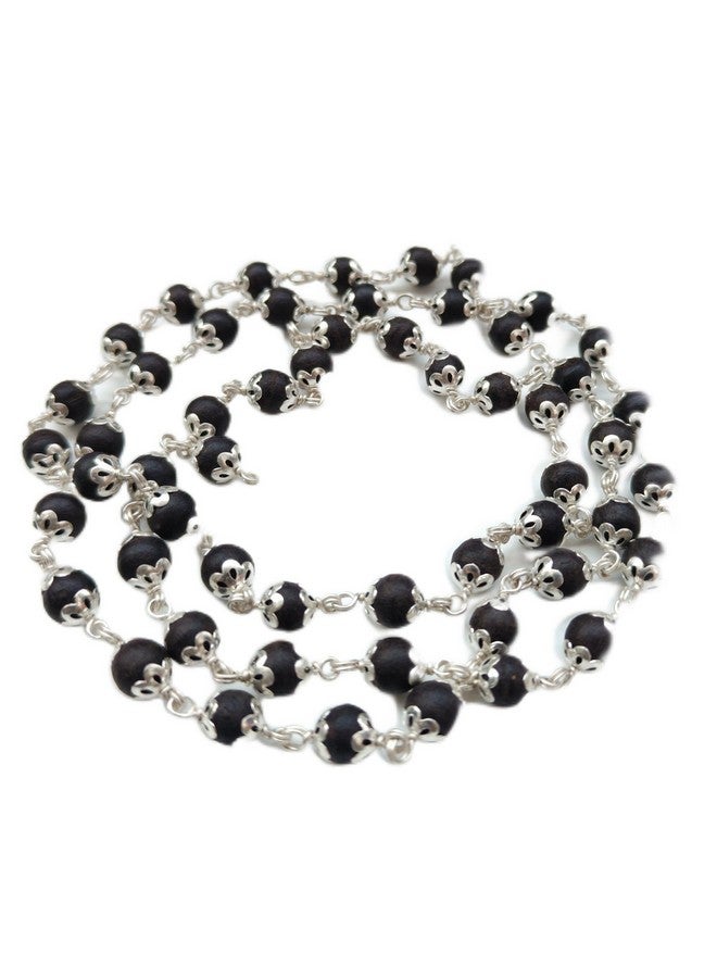 ShivaRatna SHIVARATNA Karungali Malai 54+1 Beads Crafted with Germanv Silver - Beads Size 8 mm, Government Lab Certified - Image 1