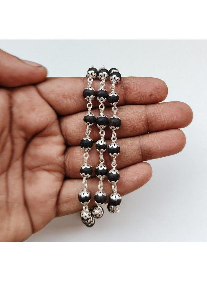 ShivaRatna SHIVARATNA Karungali Malai 54+1 Beads Crafted with Germanv Silver - Beads Size 8 mm, Government Lab Certified - Image 2