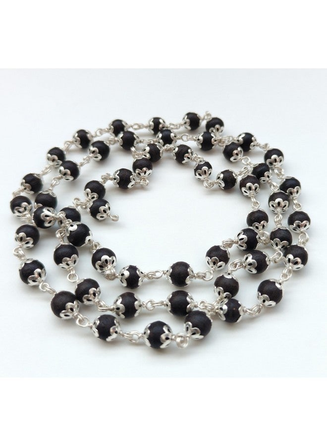 ShivaRatna SHIVARATNA Karungali Malai 54+1 Beads Crafted with Germanv Silver - Beads Size 8 mm, Government Lab Certified - Image 4