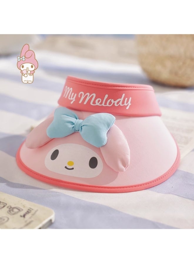 Sanrio My Melody Sun Visor Hat – Pink with Blue Bow  - Image 3