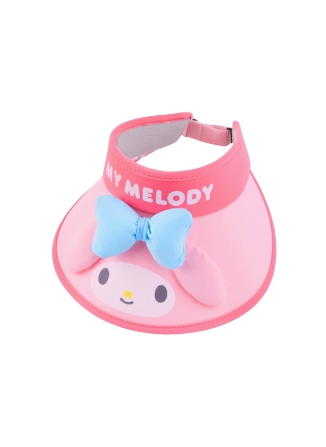 Sanrio My Melody Sun Visor Hat – Pink with Blue Bow  - Image 1