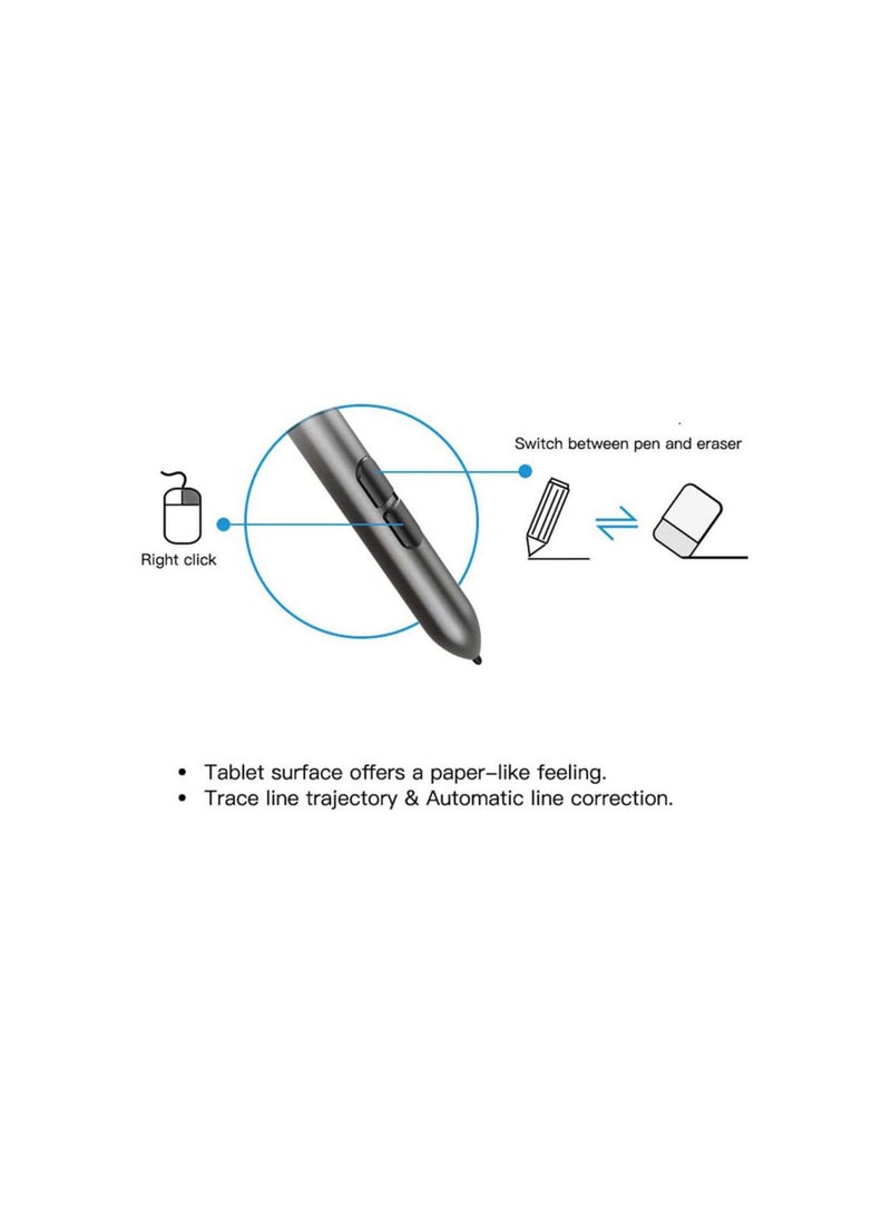 GGOOT Graphics Drawing Tablet, 10x6 inch Digital Graphics Pen Tablet, w/Battery-Free Passive Stylus, 8192 Pressure Sensitivity and 4 Shortcut Keys Compatible with Major Designer Software  - Image 2