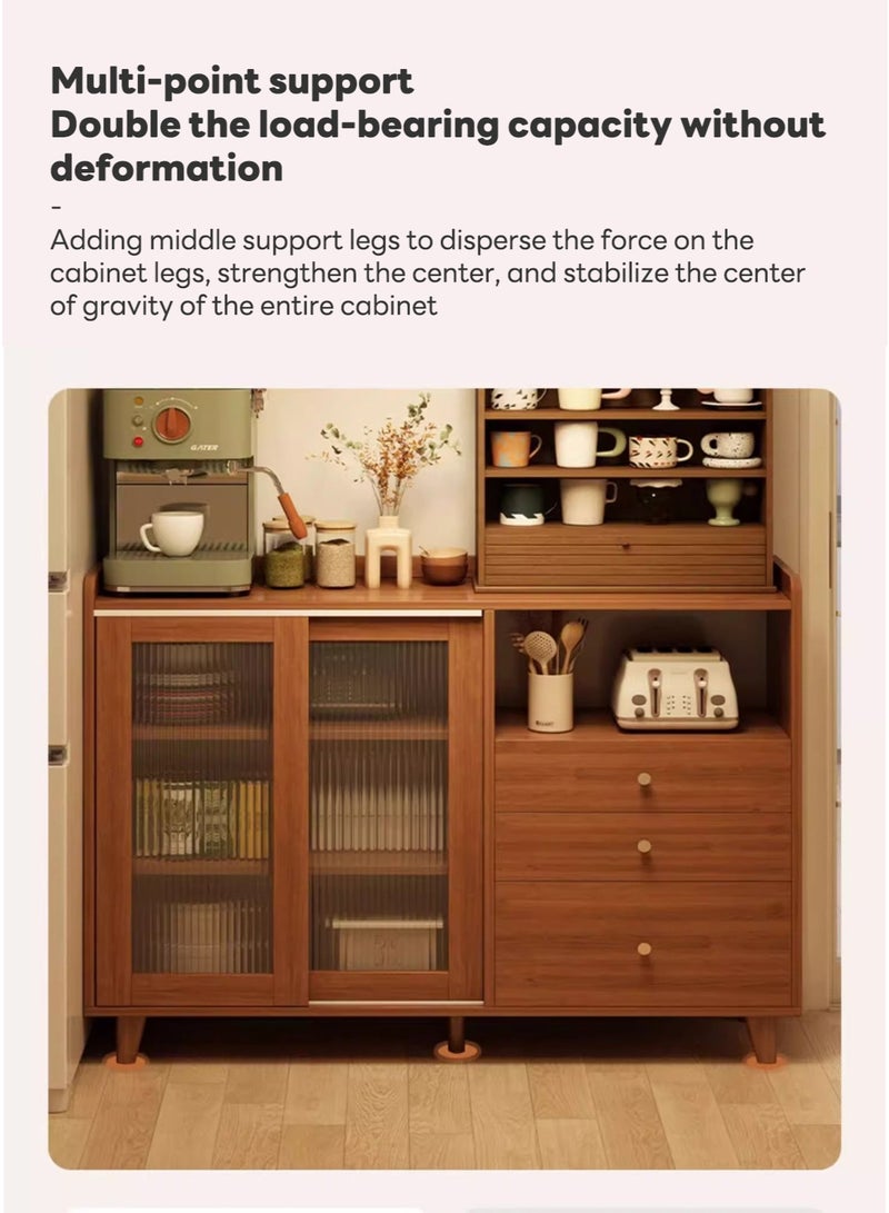 Sharpdo Coffee Corner Kitchen Side Cabinet with Drawers and Sliding Doors, Large Storage Capacity Kitchen Cabinet,Suitable for Kitchen, Living Room, Dining Room,Bedroom Storage Cabinet For Kitchen Storage Cabinet With Drawers 100*36*93cm - Image 5