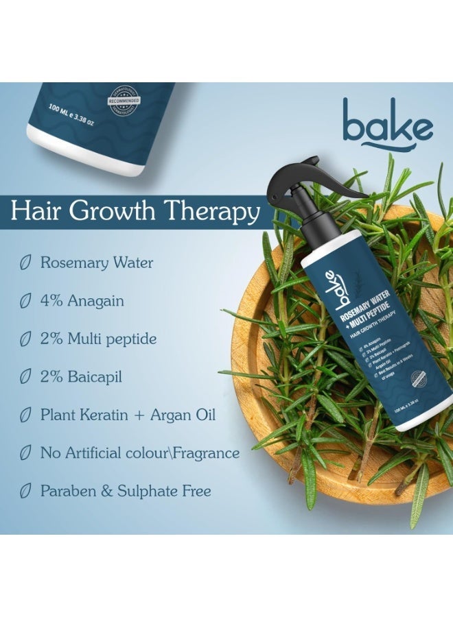 BAKE Rosemary Water Hair Growth Spray with Multi Peptides for Hair Fall Control & Hair Growth | 4% Anagain, 2% Baicapil, Plant Keratin | For Keratin Treated & Damaged Hair | 100ml - Image 3