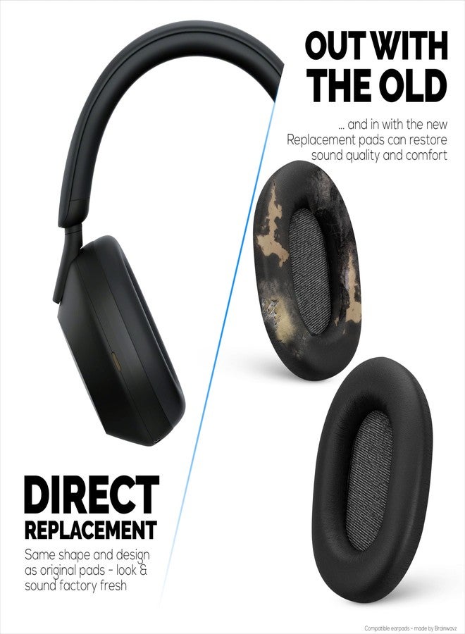 BRAINWAVZ Replacement Earpads for Sony WH-1000XM5 Headphones - Soft Vegan Leather Cushions for Extra Comfort, Easy & Quick Installation, (Black) - Image 4