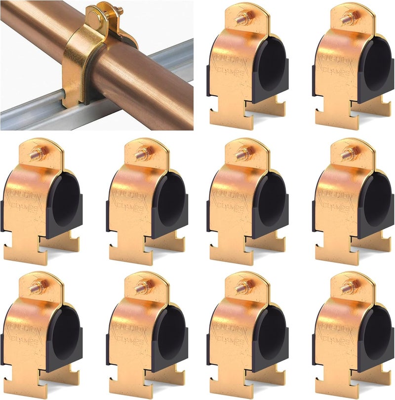 Pearwow 10 Pack Rubber Cushion Strut Clamp - Zinc-plated Pipe Clamps for Copper, PEX, Gas, CVPC Tubing (3/4 Inch OD) - Image 1
