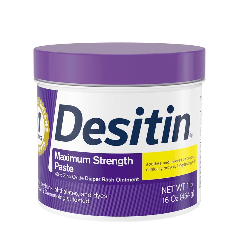Desitin كريم ديسيتين لعلاج طفح الحفاض للأطفال بقوة قصوى 40 أكسيد الزنك لعلاج وتخفيف ومنع الحساسية خالي من الفثالات والبارابين يحمي البشرة لمدة تصل إلى 12 ساعة 16 أونصة - Image 3