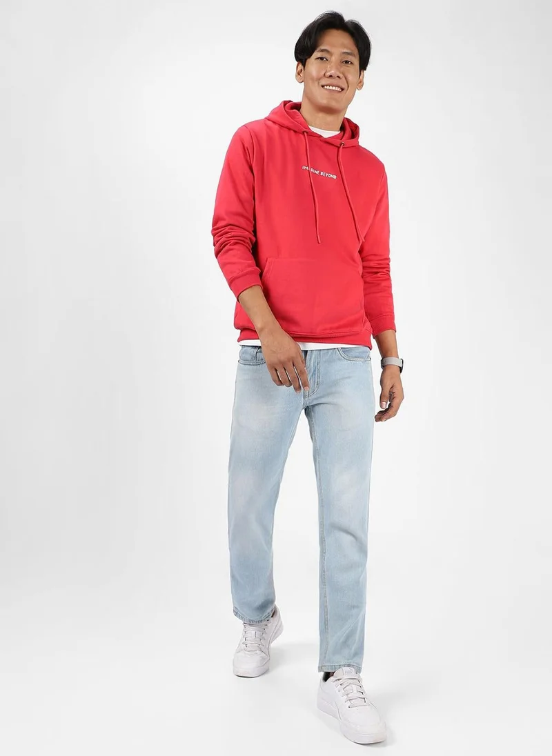 Urbano Fashion  Urbano Fashion Men's Maroon Cotton Graphic Print Hooded Neck Sweatshirt for Men | Best Price UAE