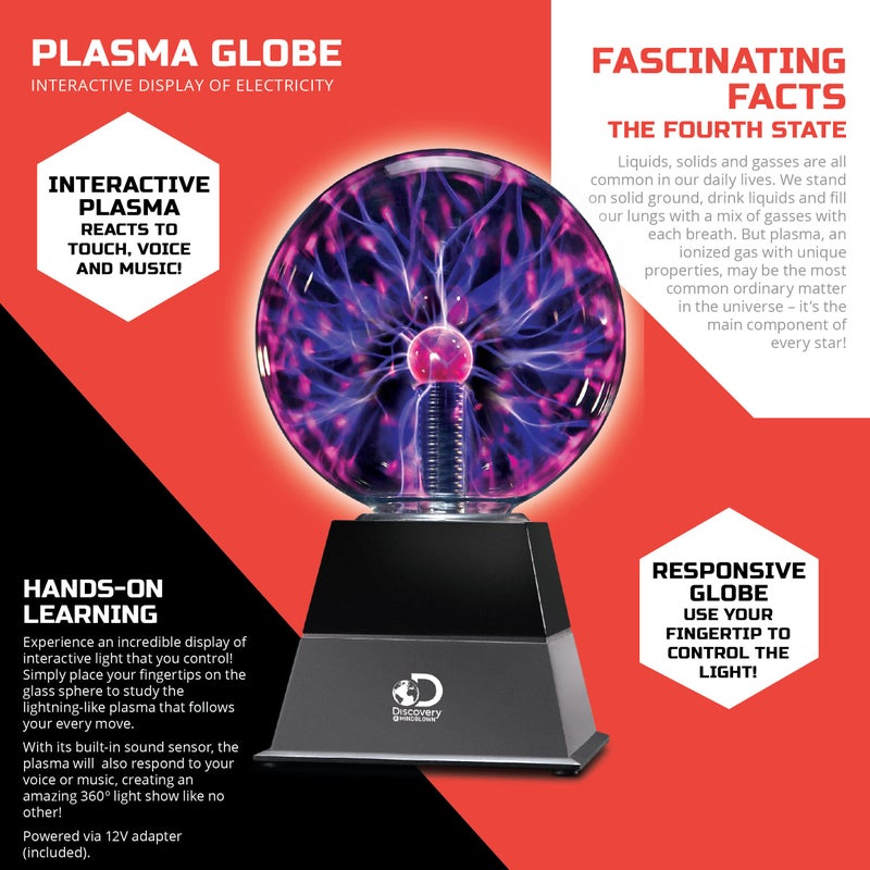 Discoveryâ„¢ Plasma Globe Lamp, Touch & Sound Sensitive Lightning, Interactive Electric Plasma Ball for Hands-On STEM Learning, Plug-in Bedroom & Desktop Decorative lamp - Image 4
