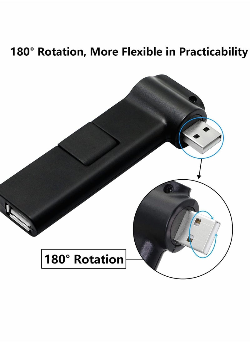 Y&D 4 Port USB 2.0 Hub, 90° 180° Degree rotatable Expansion allocator for PC Laptop Keyboard Mouse Hard Drives and Other Adapter(Black)  - Image 2