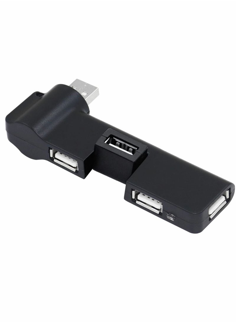 Y&D 4 Port USB 2.0 Hub, 90° 180° Degree rotatable Expansion allocator for PC Laptop Keyboard Mouse Hard Drives and Other Adapter(Black)  - Image 1
