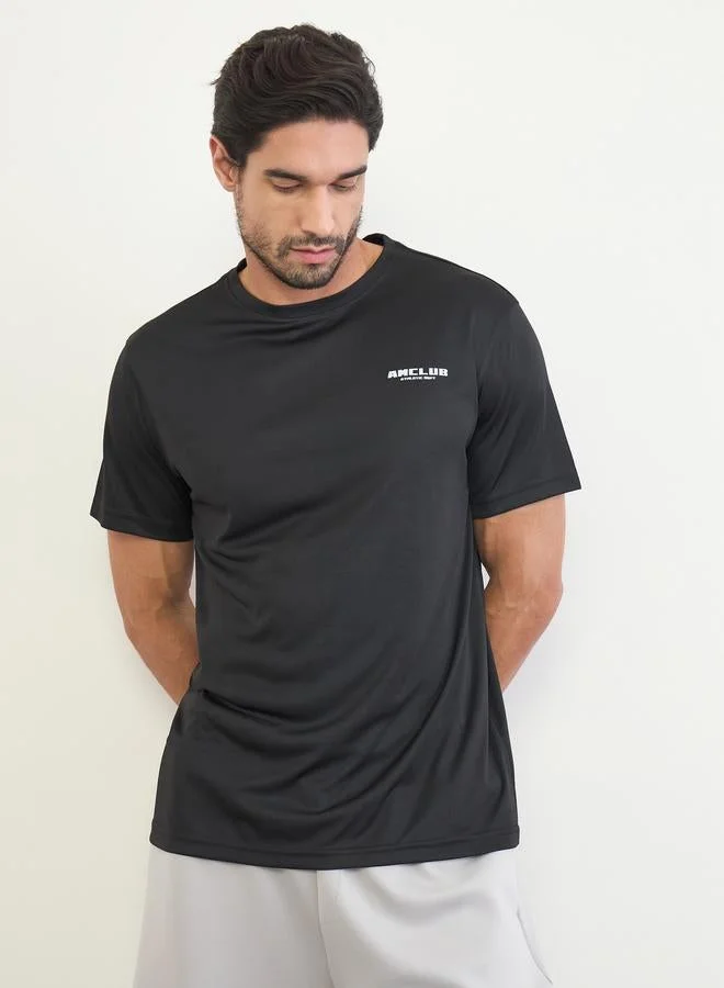 Styli  Men Front and Back Printed Regular Fit Active T-Shirt for Men | Best Price UAE