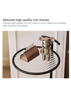 Sharpdo Round Side Table, Transparent Glass End Table with Metal Frame, Modern Coffee Table for Living Room  - Image 4