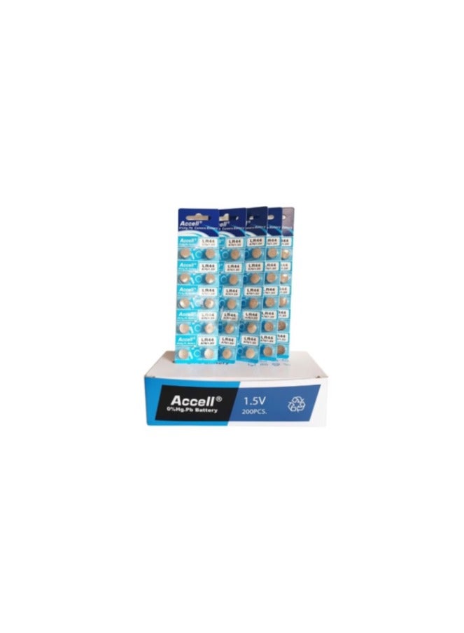 Accell 200-Pieces Accell AG13 LR44 (A76) Alkaline 1.5V Batteries - Image 1