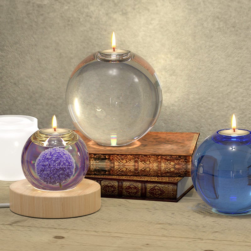 Actvty Tealight Candle Holder Resin Molds, 2 Pcs Sphere Tea Light Holder Molds, Crystals Ball/Orbs Epoxy Resin Molds for DIY Dining Coffee Table Centerpiece, Wedding Decorations - Image 3