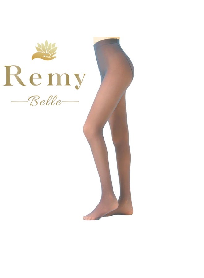 Remy Belle جوارب ضيقة مبطنة بالفليس للنساء، ليجنز حرارية، شفاف مزيف، جوارب غير شفافة، عالية الخصر، دافئة شتوية، ضيقة شفافة (80غ S/M، بني) - Image 1