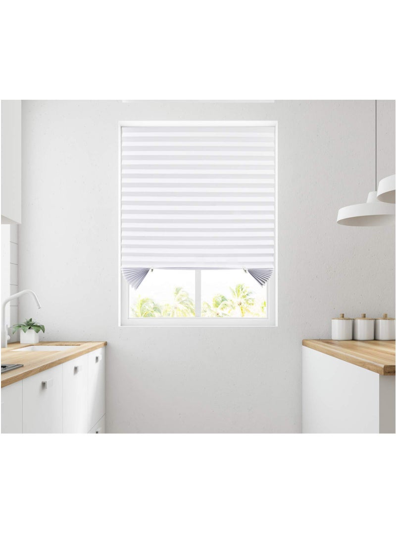 Zikra Cordless Temporary Shades Pleated Window Paper Shades Light Filtering Blinds Easy to Cut and Install for Living Room Office White 35 x 70 inch - Image 2