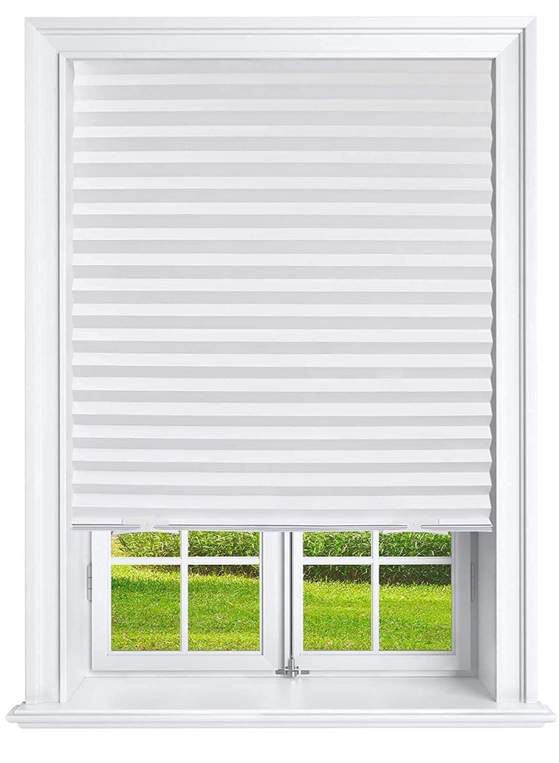 Zikra Cordless Temporary Shades Pleated Window Paper Shades Light Filtering Blinds Easy to Cut and Install for Living Room Office White 35 x 70 inch - Image 1