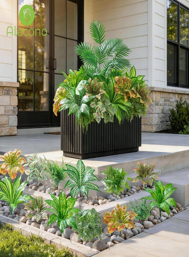Alecono Artificial Plants Outdoor 11 Bundles - UV Resistant Fake Greenery Stems, Faux Fern for Window Box, Porch and Patio Decor, Maintenance-Free Realistic Bushes for Planters (No Planter) - Image 5