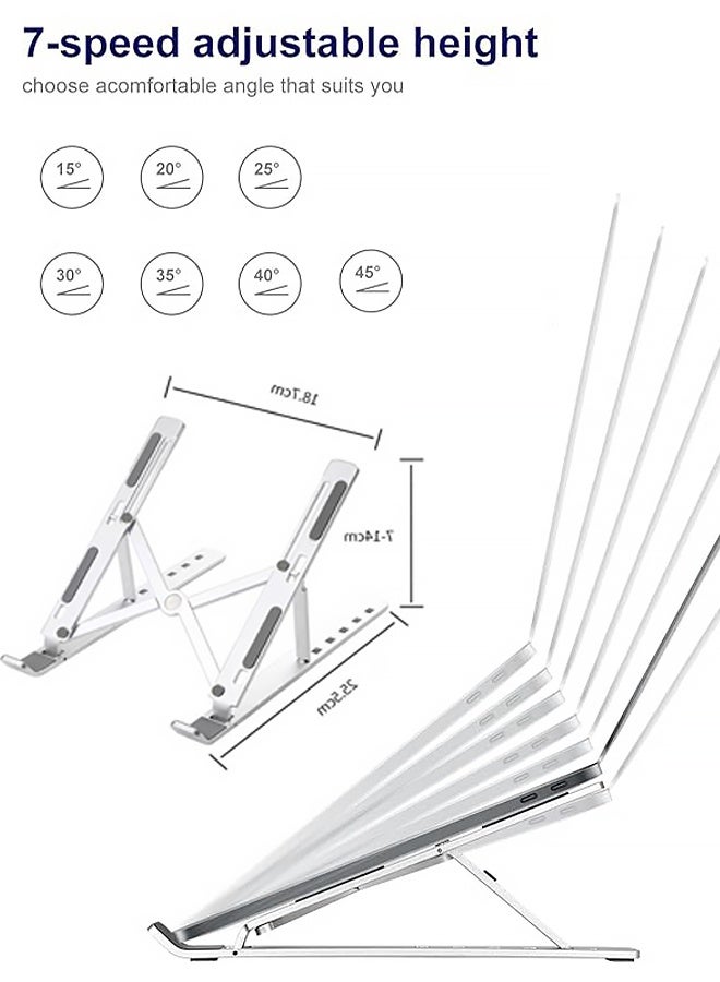 Ergonomic and Foldable Laptop Stand for Desk, Adjustable Riser, Fits All Laptops and Notebooks up to 17,Ultra-Thin,Ventilated Cooling,Silver. - Image 2