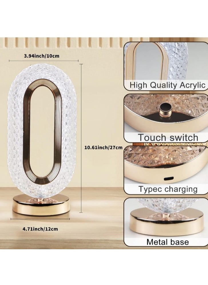 Generic - Crystal Touch Lamp, LED Crystal Light Illuminated in Multiple Colors, Night Lamp and Decorative Nightlight with 3D Diamond Design, Moonlit Crystal Globe, LED Lamp with Multi-Color Remote Control, Dimmable USB Rechargeable Desk Lamp for Bedroom, Living Room, Home, and Office, Transparent. - Image 1