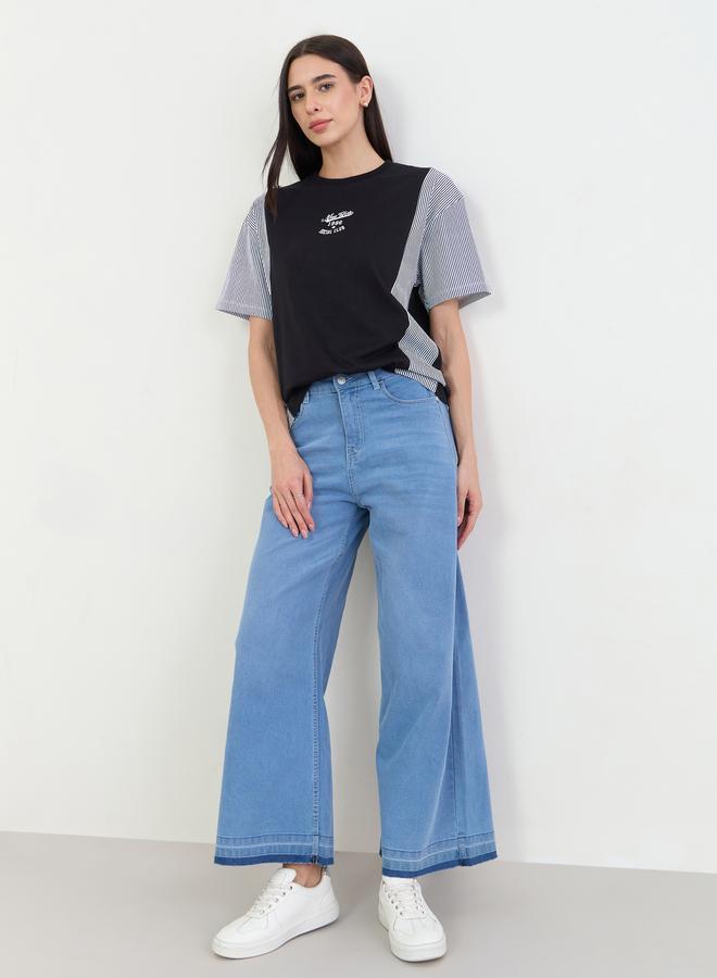 Styli Black Oversized Slogan Printed 100% Cotton T-Shirt - Image 2