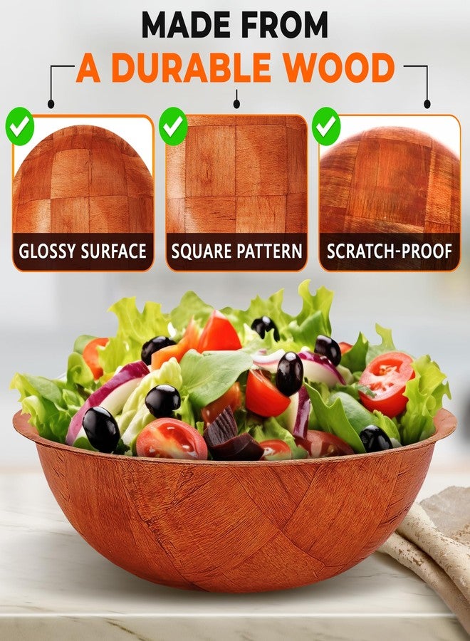 Reluen 6 Pack Wooden Salad Bowls - 8"Wx2"H Holiday Wooden Salad Bowl Set for Pasta, Fruit or Side Dishes, Glossy & Easy to Clean Surface, for Party Dinners, Brunches, Weddings, Great Mothers Day Table Decor - Image 3