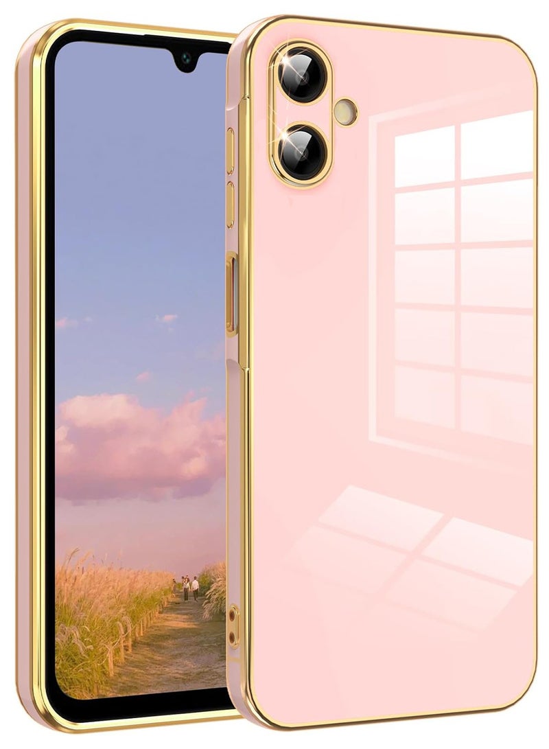 Compatible with Samsung Galaxy A07 cover, smooth veneer gold plated chrome,Pink Thin and smooth shock-proof full protectionSamsung Galaxy A07 case（Pink） - Image 1