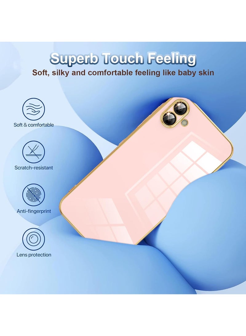 Compatible with Samsung Galaxy A07 cover, smooth veneer gold plated chrome,Pink Thin and smooth shock-proof full protectionSamsung Galaxy A07 case（Pink） - Image 4